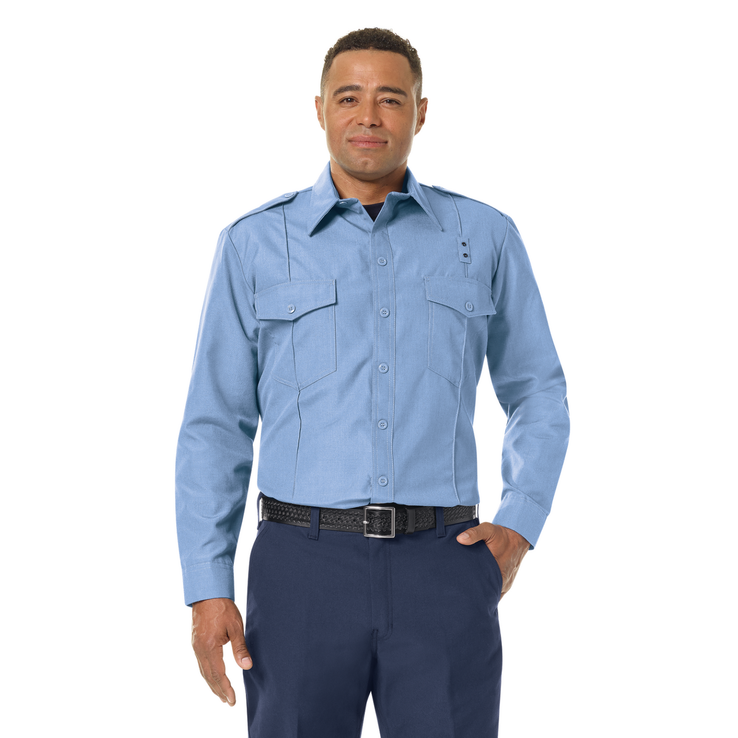 Men’s Classic Long Sleeve Fire Chief Shirt Light Blue