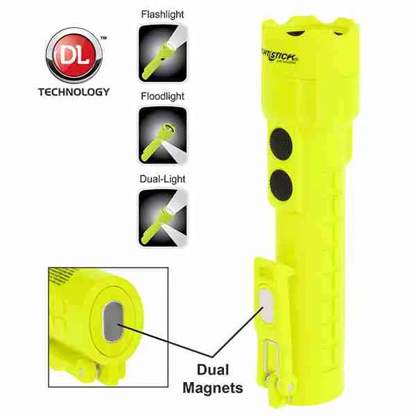 Nightstick Yellow/Green Flashlight W/ Dual Magnets