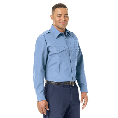 Men’s Classic Long Sleeve Fire Chief Shirt Light Blue