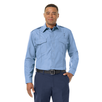 Men’s Classic Long Sleeve Fire Chief Shirt Light Blue
