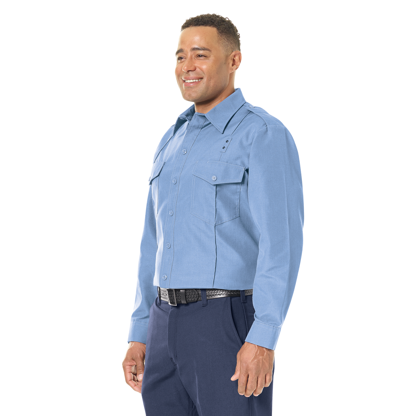 Men’s Classic Long Sleeve Fire Chief Shirt Light Blue