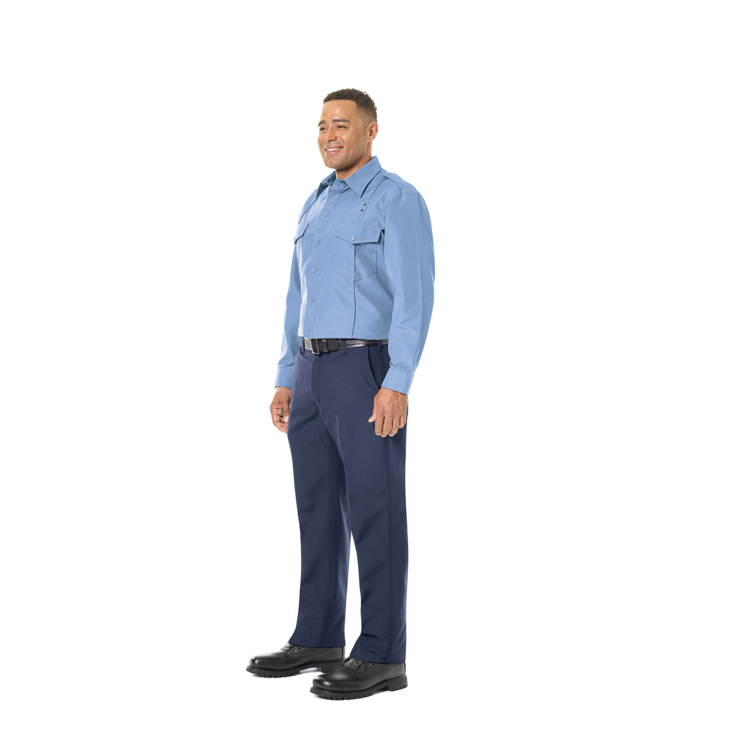 Men’s Classic Long Sleeve Fire Chief Shirt Light Blue
