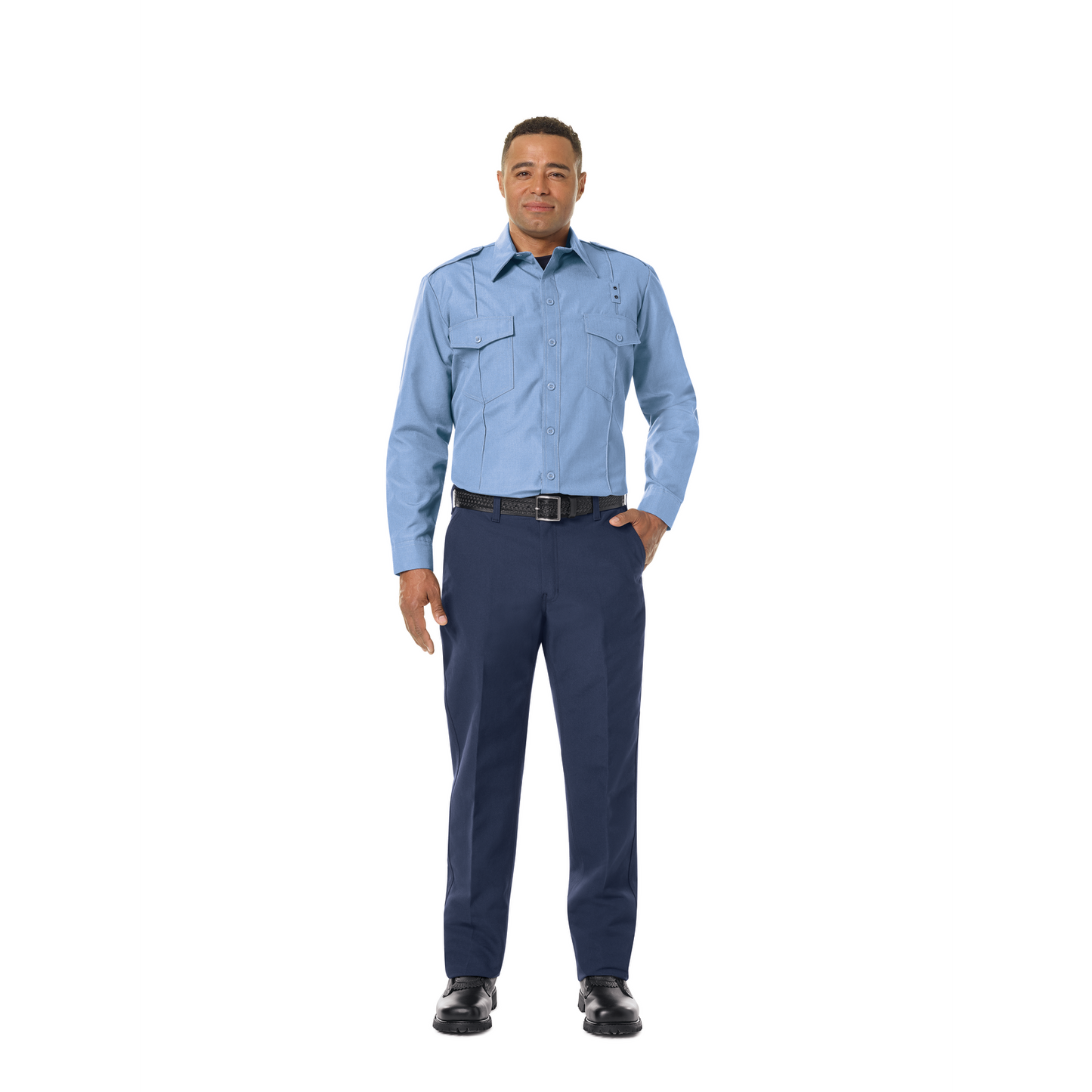 Men’s Classic Long Sleeve Fire Chief Shirt Light Blue