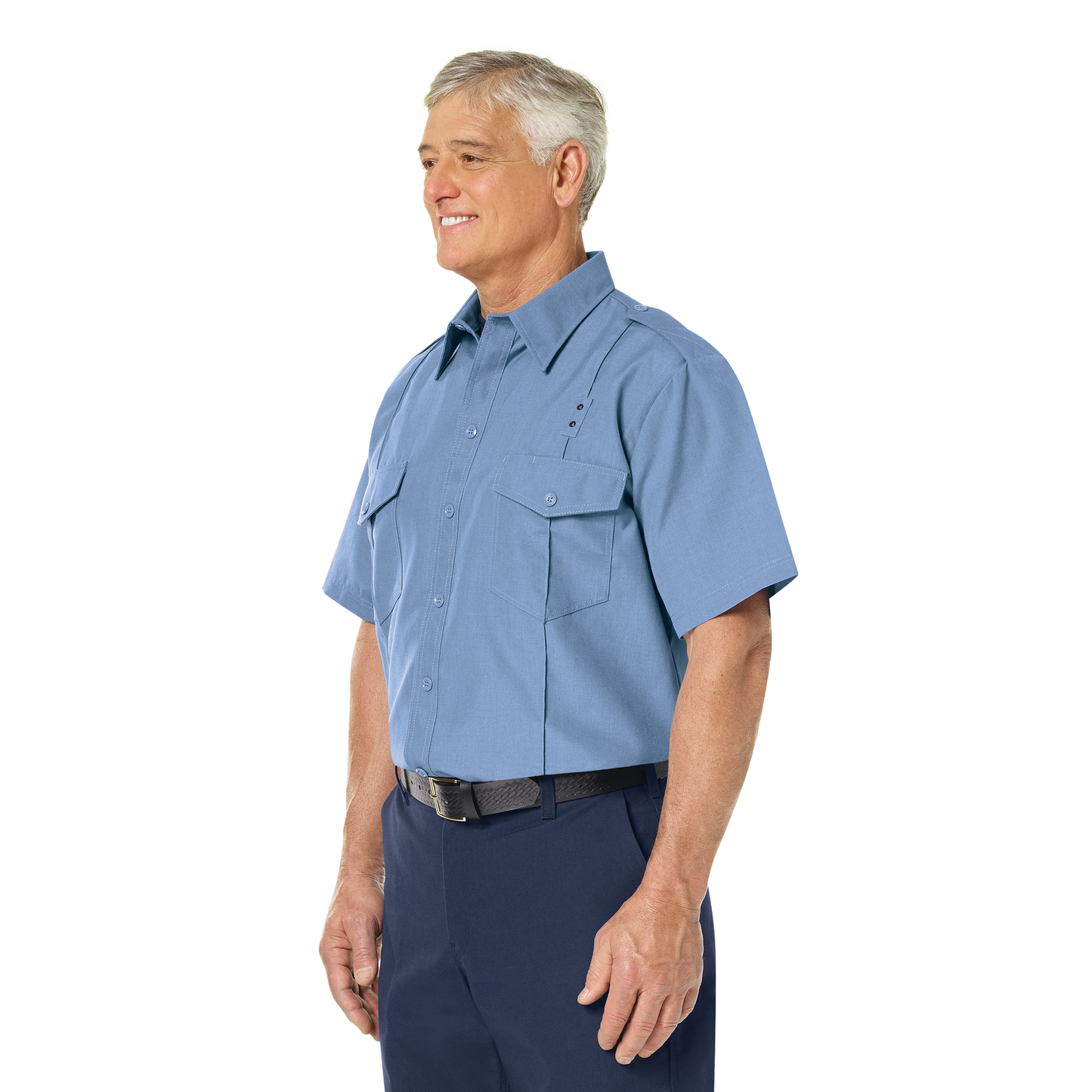 Men’s Classic Short Sleeve Fire Chief Shirt Light Blue